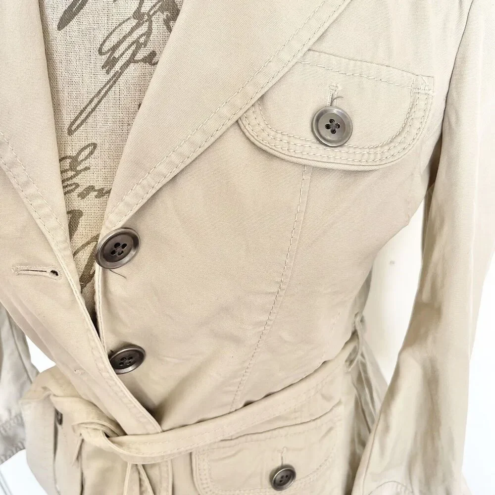 Loft Womens Jacket Beige Y2K Crop Dressy Size Small Petites 90's Clueless Button